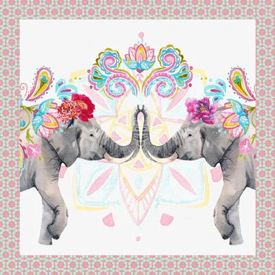 The Range Vibrant Paisley Elephants Canvas