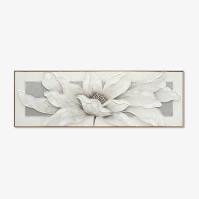 The Range 3D Embellished Soft Grey Flower Canvas - White and Grey