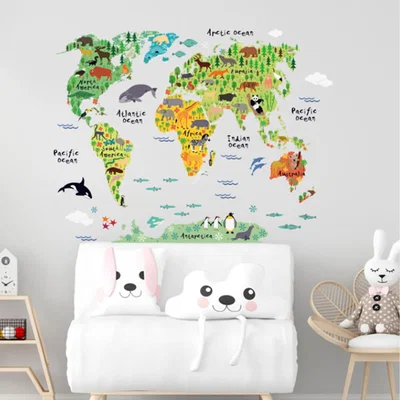 The Range Kids Bedroom Animal and World Wall Stickers - Multicolour
