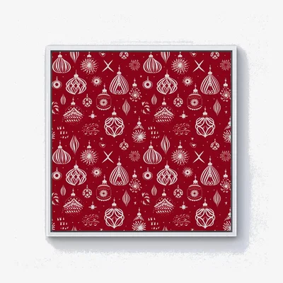 The Range Red Christmas Decorations Pattern Canvas Print - Red / 25.4cm / White Frame