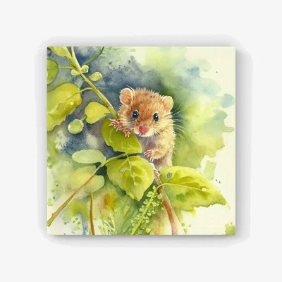 The Range Dormouse Watercolour HD Metal Print - Brown / 40cm