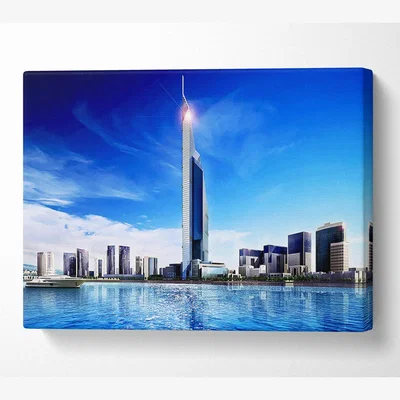 The Range Burj Dubai Skyscraper Canvas Print Wall Art - Yellow / 50.8cm