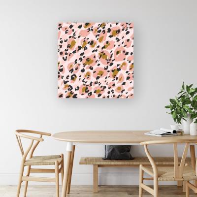 The Range Hand Drawn Pink Leopard Print Canvas Print - Pink / Small