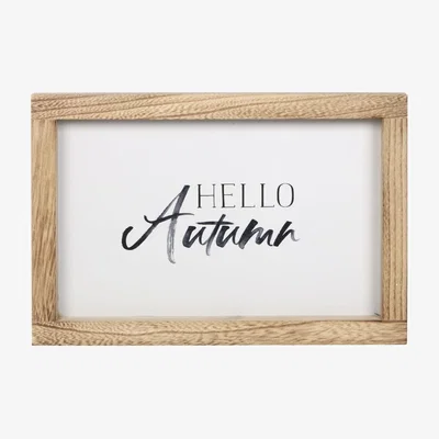 The Range Hello Autumn Framed Sign - White