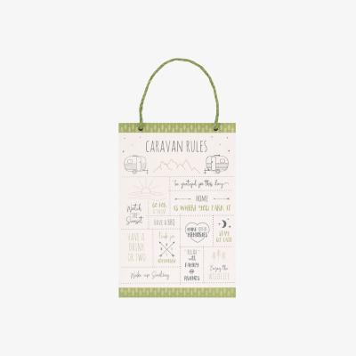 The Range Happy Camper Caravan Rules Hanging Sign - White