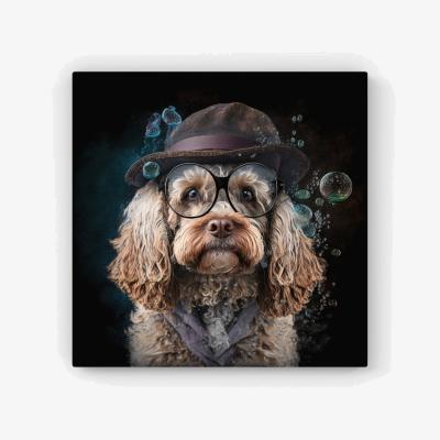 The Range Cockapoo Dog With Glasses Splashart HD Metal Print - Neutral / 56cm