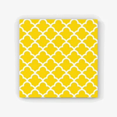 The Range Geometric Yellow Quatrefoil Wave Canvas Print - Yellow / 25.4cm
