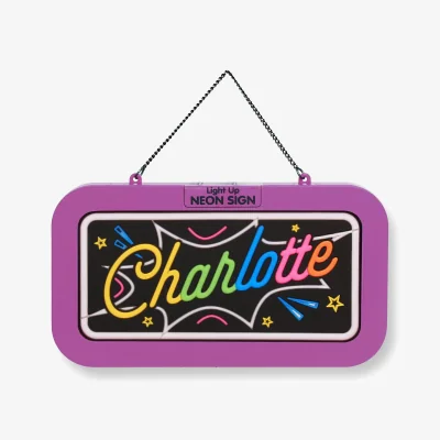 The Range Charlotte Pre-personalised Light-Up Neon Bedroom Sign - Pink