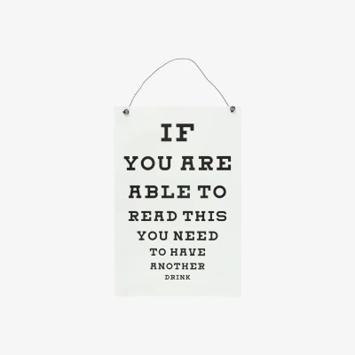 The Range Garden Bar Eye Chart Sign - Humorous Drink Reminder Decor - White