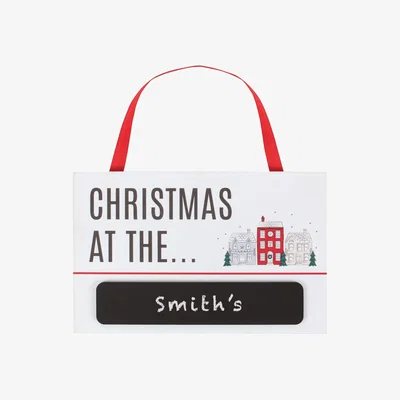 The Range Christmas at the Village Chalkboard Sign Festive Holiday Decor - White