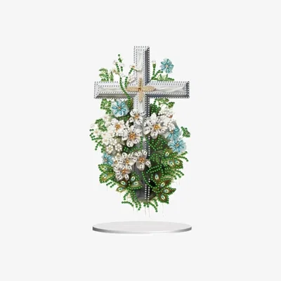 The Range Floral Cross Diamond Art Table top Painting Kit - Multi