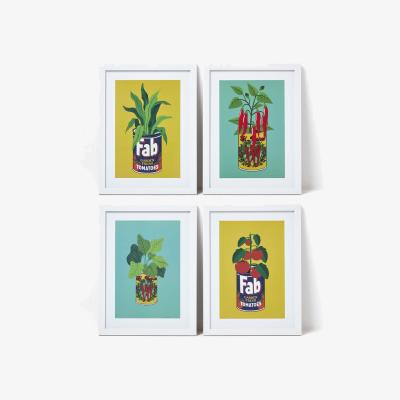 The Range Set of 4 Colourful Tinned Plants Wall Art - Multi-coloured