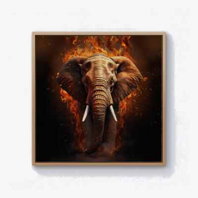 The Range Splashart Elephant and fire Canvas Print - Orange / 76.2cm / Pine Frame