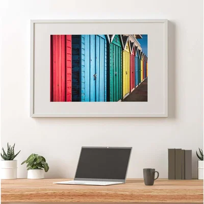 The Range Coloured Beach Huts Art Print - Blue / 59.4cm