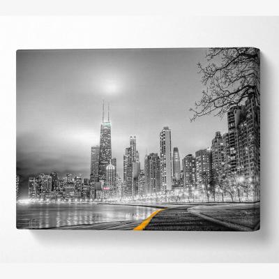 The Range Black n White City Canvas Print Wall Art - Yellow / 81.28cm