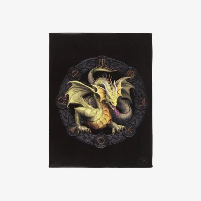 The Range Mabon Dragon Canvas Plaque by Anne Stokes - Fantasy Wall Art (19x25cm) - Yellow