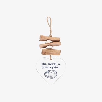 The Range The World is Your Oyster Driftwood Heart Sign - White