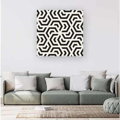 The Range Hexagonal Geometric Pattern Canvas Print - Grey / Large