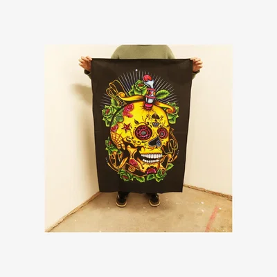 The Range Colorful Dead of the Dead Skull Wall Art - 70x110cm Cotton Decor - Multi