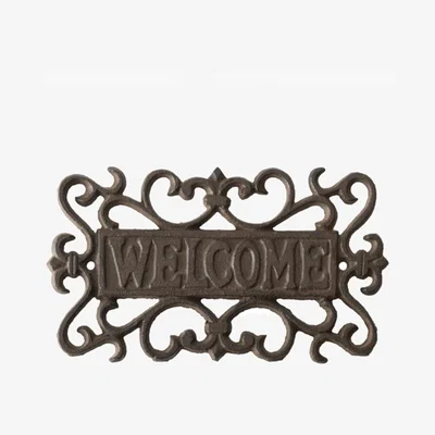 The Range Cast Iron Welcome Sign  - Brown