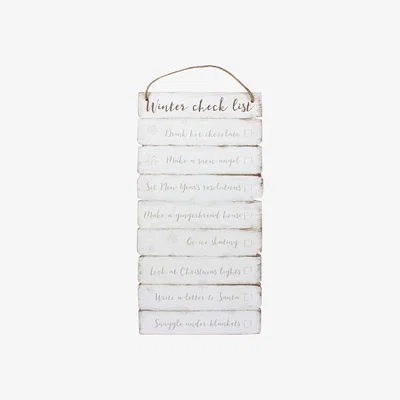 The Range Winter Checklist Wall Sign Winter Wonderland Decor - White