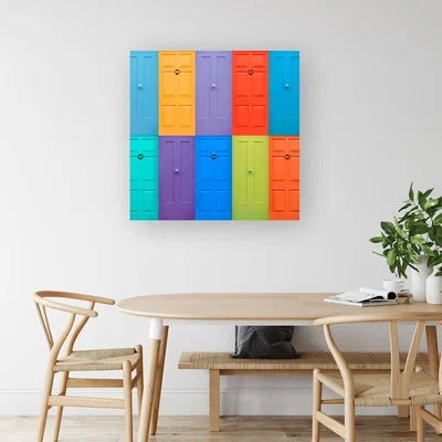 The Range Colourful English Doors Canvas Print - Pink / Large