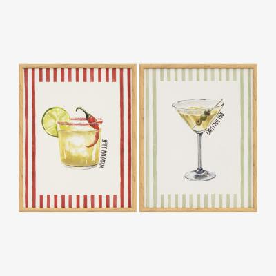 The Range Trendy Striped Cocktail Framed Canvas