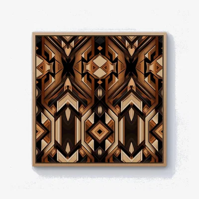 The Range Black And Brown Intricate Pattern Canvas Print - Brown / Pine Frame / 101.6cm