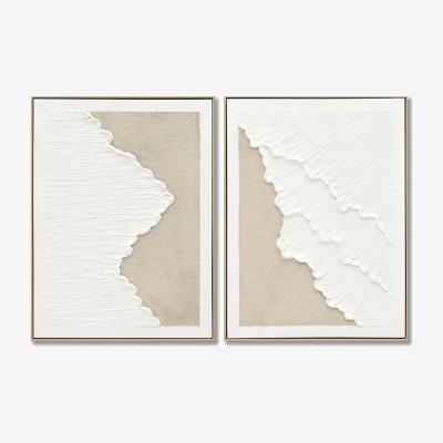 The Range Calming Textured Hand Painted Wave Wall Art - White