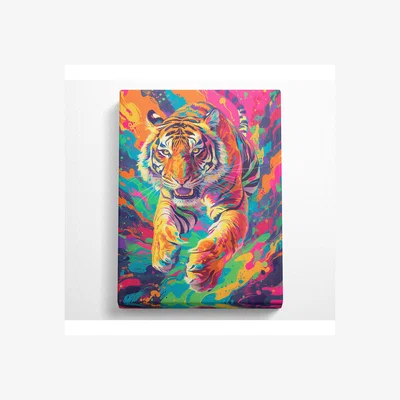 The Range Colour Tiger Canvas Print - Black / 101.6cm
