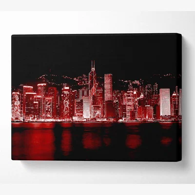 The Range Hong Kong Waters Red Canvas Print Wall Art - Yellow / 50.8cm