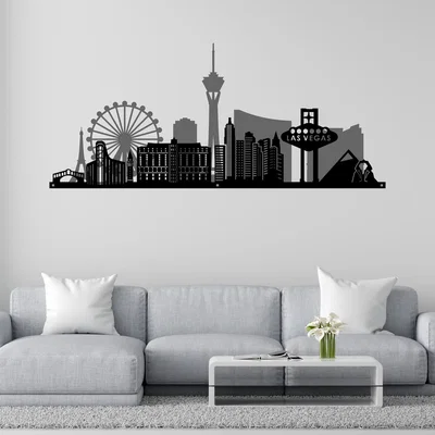The Range Las Vegas Skyline Metal Wall Art 2D - Grey/Black