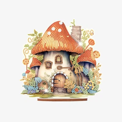 The Range Fantasy Mushroom House Diamond Painting Tabletop Kit - Multi
