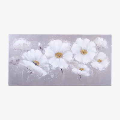 The Range Taupe and White Sparkle Flower Canvas