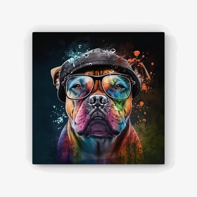 The Range Staffordshire Bull Terrier Dog Splashart HD Metal Print - Neutral / 30cm