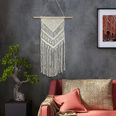 The Range Woven Bohemian Wall Hanging Geometric Art Decor - Beige