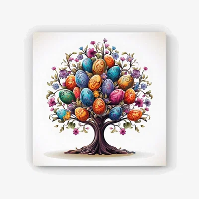 The Range A Magical Easter Egg Tree HD Metal Print - Blue / 56cm