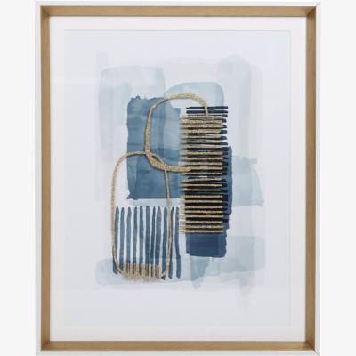 The Range Blue Abstract Glittered Framed Art