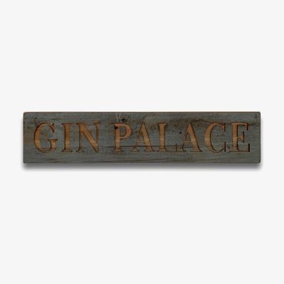 The Range Gin Palace Grey Message Plaque Rustic Decor - Brown