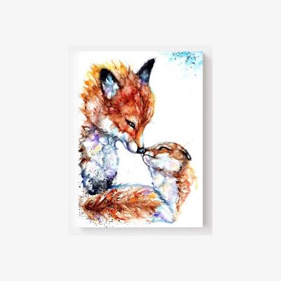 The Range Canvas Wall Art Print, Fox Family Canvas - Brown