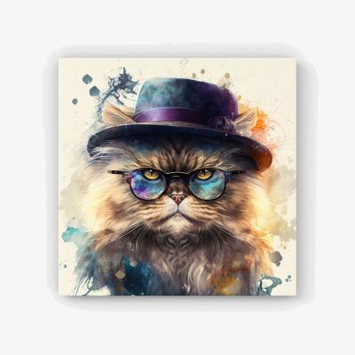 The Range Persian Cat Splashart HD Metal Print - Neutral / 40cm