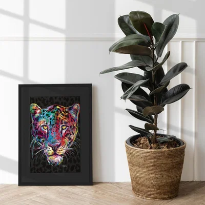 The Range Adrian the Leopard Framed Wall Art - Black / 73.5cm