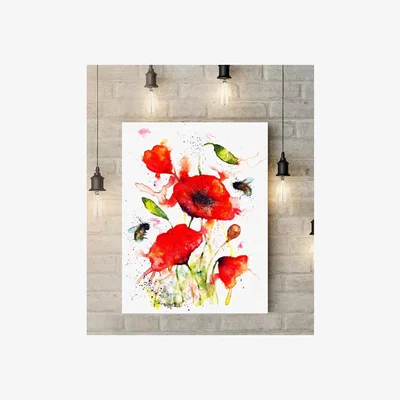 The Range Poppies and Bees Canvas - Red / 76cm