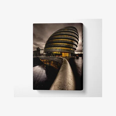 The Range London City Hall Canvas Print Wall Art - Yellow / 101.6cm