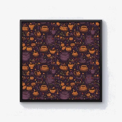 The Range Wicked Witches Bubbling Cauldrons Canvas Print - Purple / Black Frame / 25.4cm