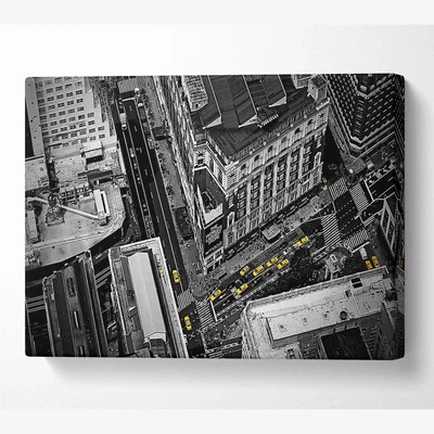 The Range New York City Streets From Above Canvas Print Wall Art - Yellow / 35.56cm