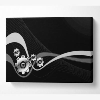 The Range Silver Cogs Of Time Canvas Print Wall Art - Yellow / 50.8cm