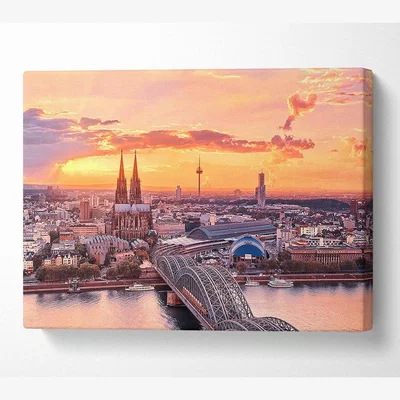 The Range Cologne City Canvas Print Wall Art - Yellow / 101.6cm