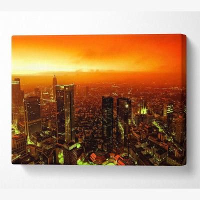 The Range Orange Misty City Canvas Print Wall Art - Yellow / 81.28cm