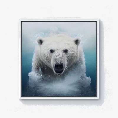 The Range Polar Bear Splashart Canvas Print - White / White Frame / 76.2cm